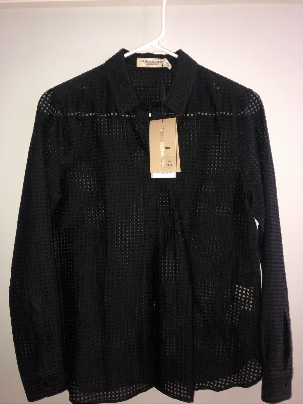 Burberry Black Mesh Button-Down Shirt
